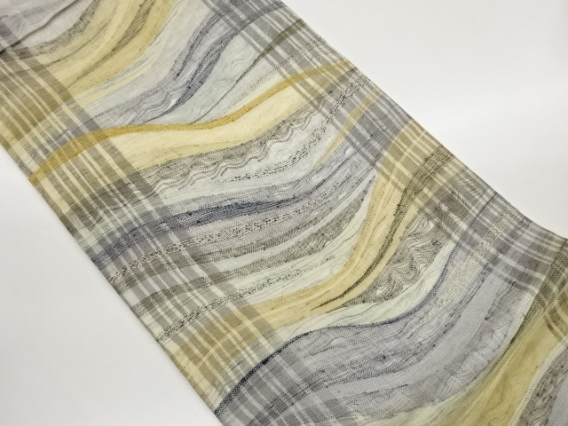 JAPANESE KIMONO / FUKURO OBI / KIN GIN-TOSHI / WOVEN STRIPE & ABSTRACT PATTERN